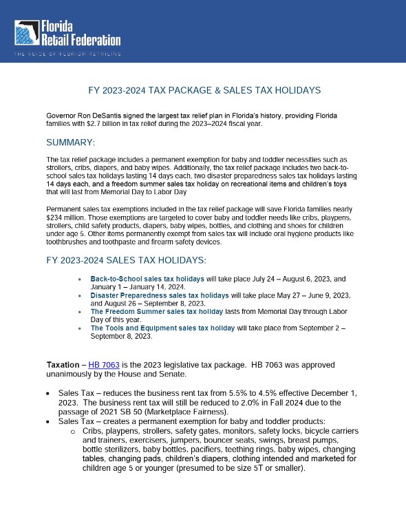 2023-2024 Tax Holidays Report